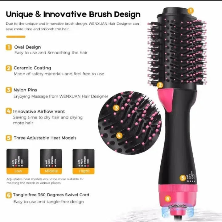 One Step Hot Air Brush Hair Styling Machine Brush for Women Fast Drying Styling Straightening Curling Hair Brush Set Suitable for All Hair Types