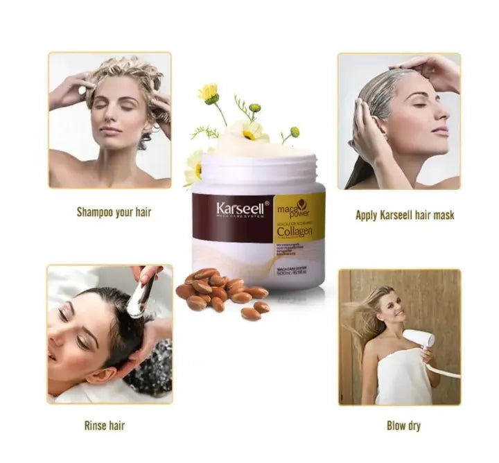 Karseell Hair Mask Collagen Treatment Cream – Argan Oil & Maca Essence, 16.9 OZ 500ml: Ultimate Hair Repair Solution